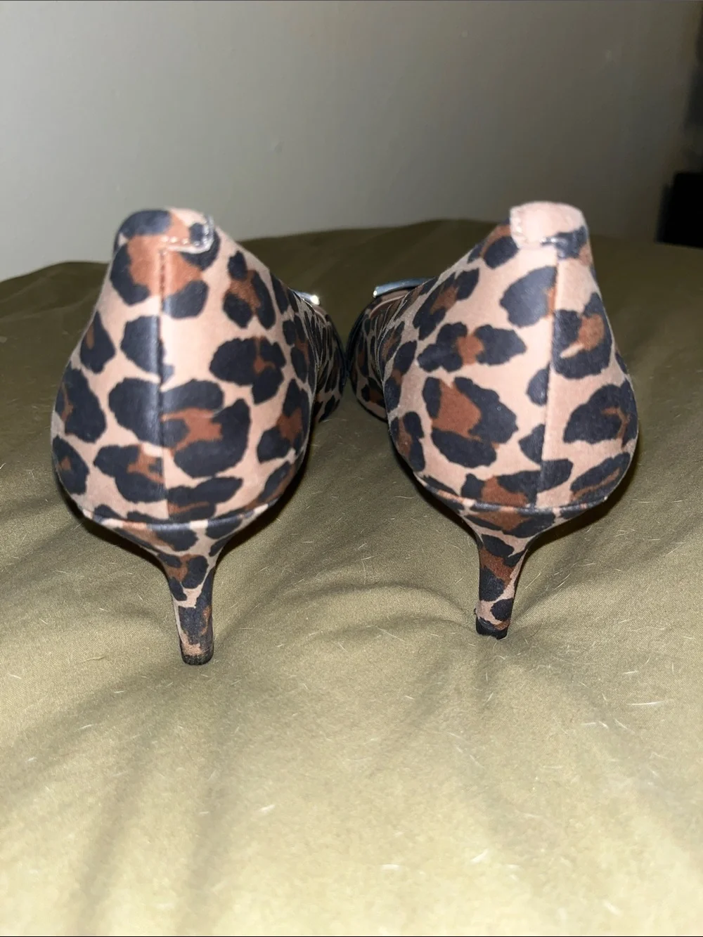 kate spade Leopard Print Pointed Toe Kitten Heels with Black band